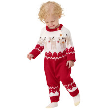 christmas baby knitted romper cartoon elk long sleeve outfit red 80cm
