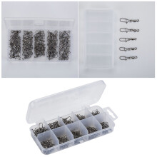 100 pcs stainless steel fishing swivels with snap, ten-grid case