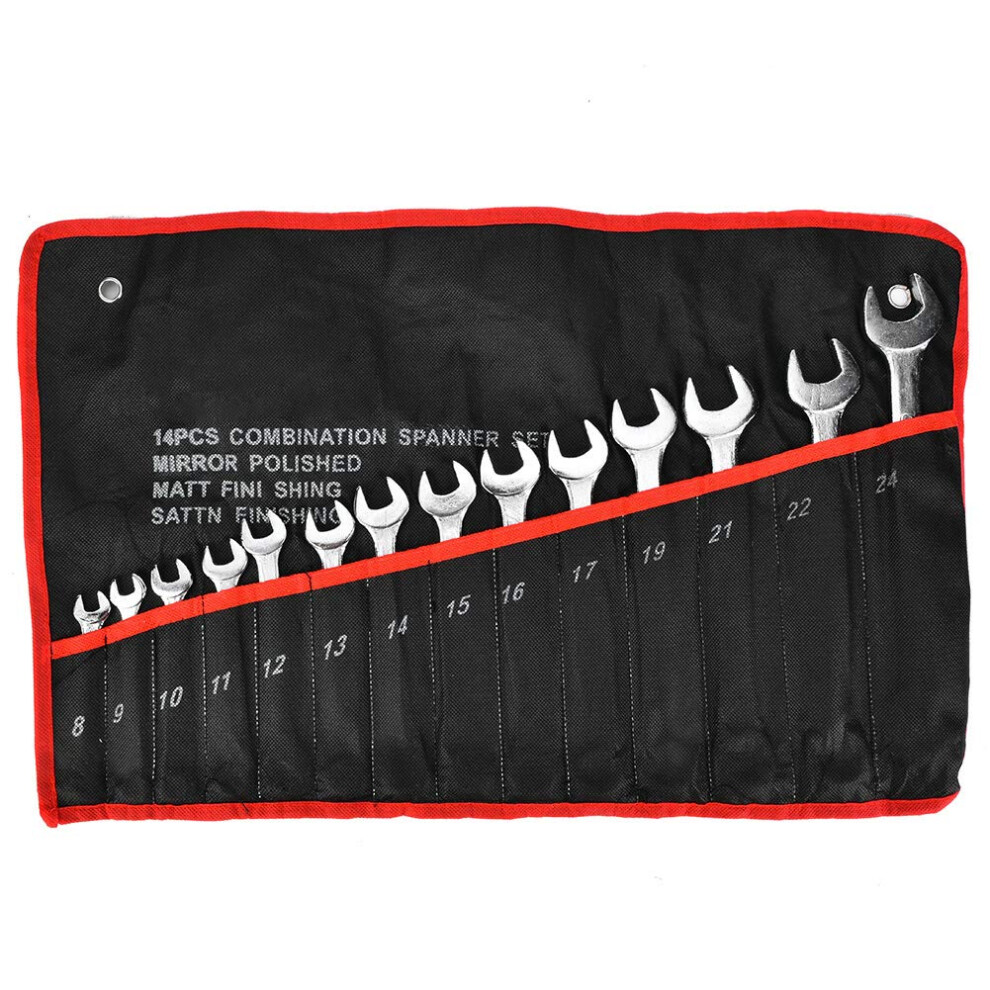 Combination Wrench Set 14-Piece Metric 8-24Mm Double-Head Spanner Nut Driver Repair Tool Kit For Machinist Tool 9393856907595