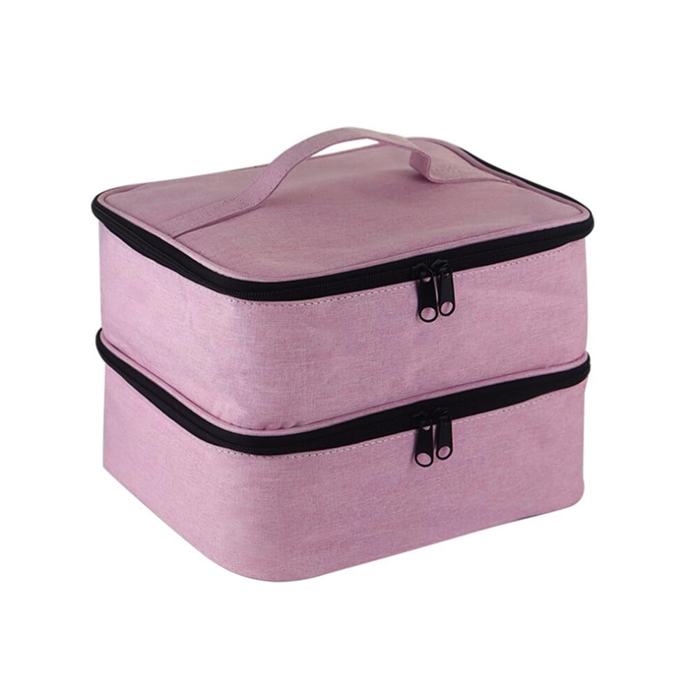 Pink Nail Polish Organizer Holds 30 Bottles, Portable Storage Bag With Nail Dryer Lamp,