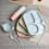 6pcs straw tableware set for kids with plate bowl cup utensils yellow 5