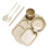 6pcs straw tableware set for kids with plate bowl cup utensils yellow 2