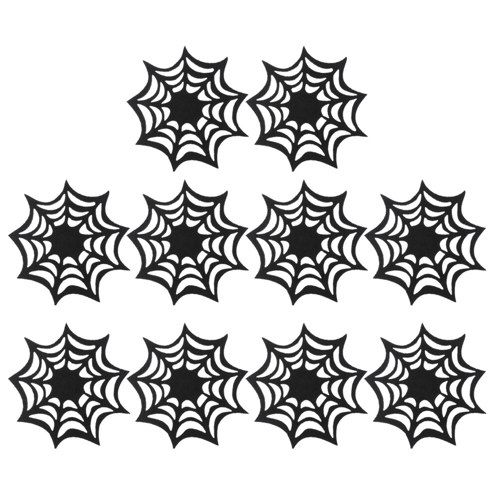 10 Szt. Filcowe PodkłAdki Pod Napoje Z Motywem PajęCzyny Na Halloween-image