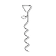 Dog Tie-Out Stake Durable Silver Spiral Ground Anchor For Outdoor Tethering 42 cm Rust-Resistant Easy Install