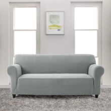 (Grey, 3 Seater) Oxford Homeware Spandex Sofa Cover - All-Round Elastic Fit Couch Covers for Living Room, Soft Washable Furniture Protector, Non-Slip Sofa