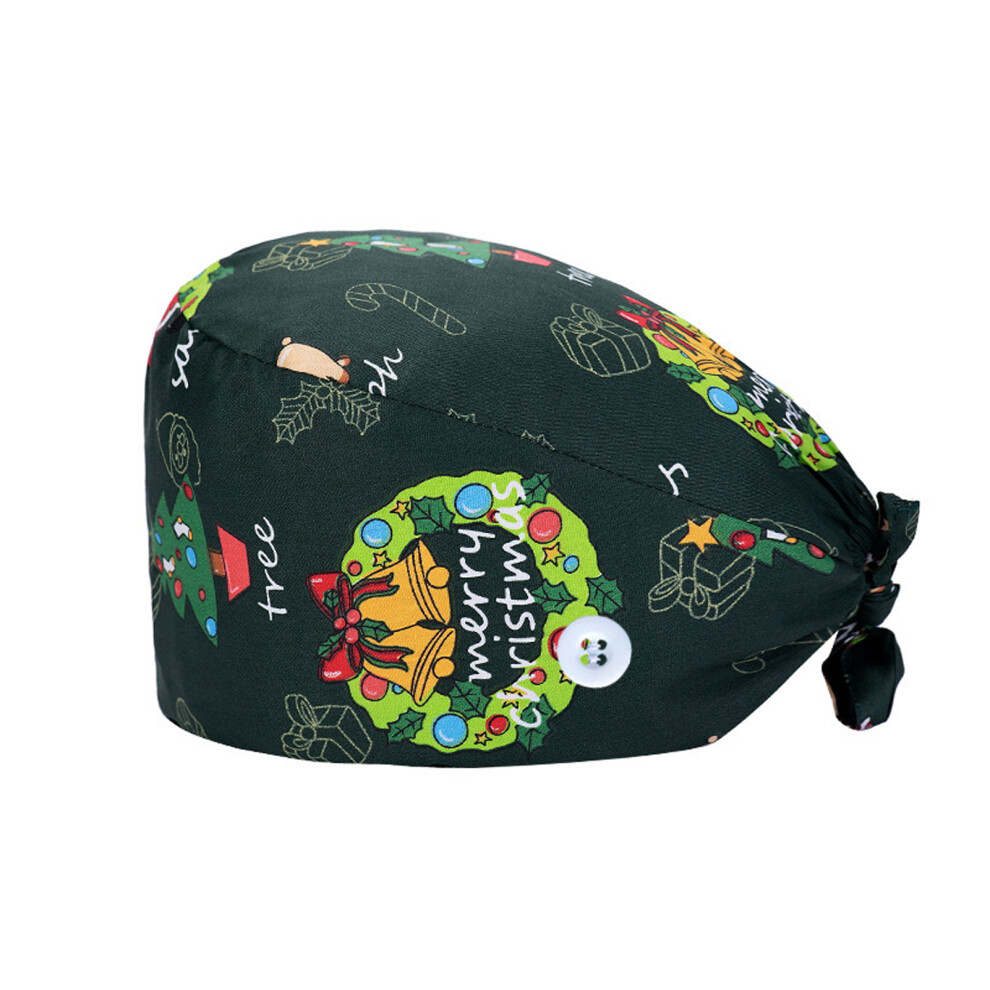 (Green Christmas) Multifunctional Christmas Scrub Cap Adjustable Ponytail Cap For Female-image-OPC-PKPVPQH-NEW