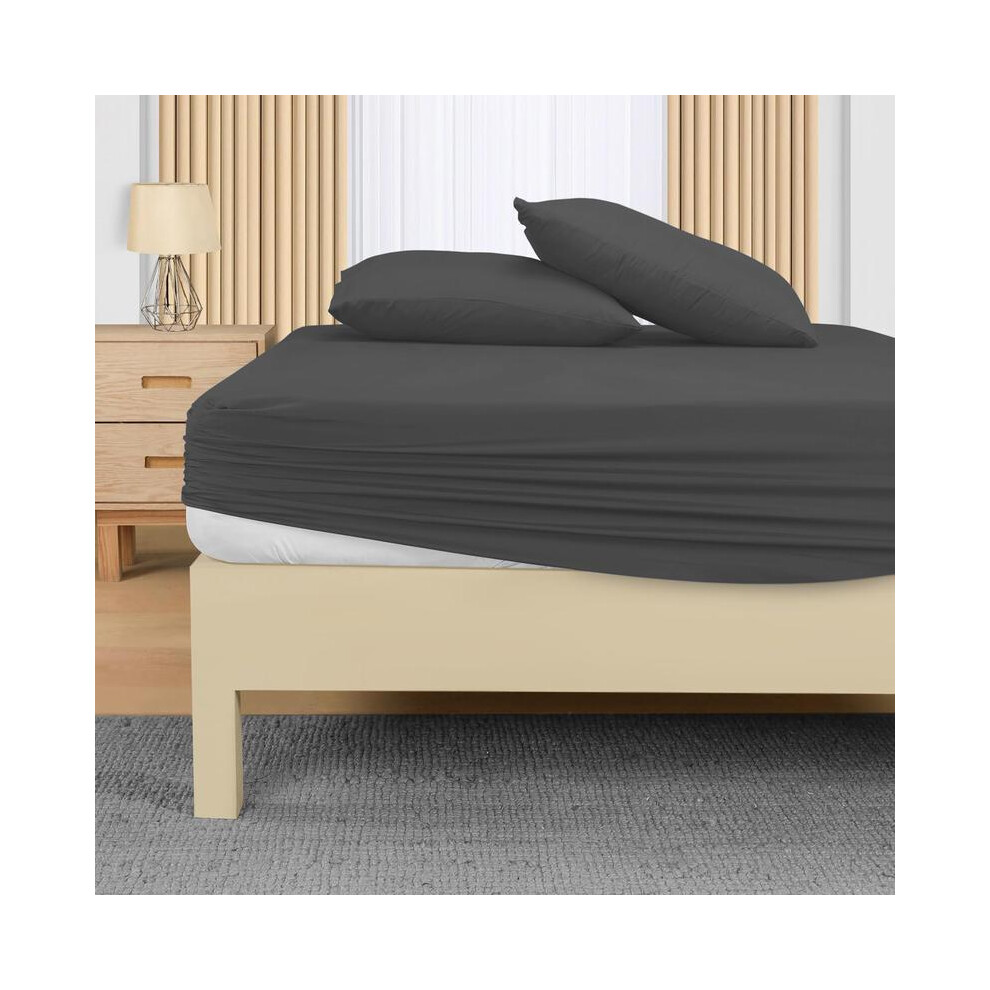 (Charcoal, King) 40CM & 25CM Extra Deep Pocket Fitted Sheet â Premium Soft Microfiber, 16 Colors, Snug Fit for Thick Mattresses. Available in Single-image-OPC-PKPW225-NEW