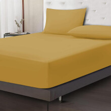 (Ochre, Super King) 40CM & 25CM Extra Deep Pocket Fitted Sheet – Premium Soft Microfiber, 16 Colors, Snug Fit for Thick Mattresses. Available in Single, Double