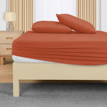 (RUST, King) 40CM & 25CM Extra Deep Pocket Fitted Sheet – Premium Soft Microfiber, 16 Colors, Snug Fit for Thick Mattresses. Available in Single, Double