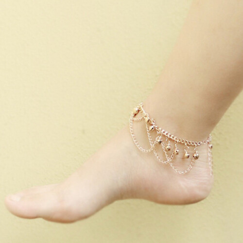 Goldene Fußkette Boho Mit Glöckchen Verstellbar Und Robust 2