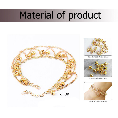 Goldene Fußkette Boho Mit Glöckchen Verstellbar Und Robust
