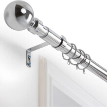 (Chrome, 160-300 cm) Oxford Homeware Plain Metal Ball Curtain Pole – Sleek, Durable & Modern Window Solution | Stylish Steel Finish with Classic Ball Finials |