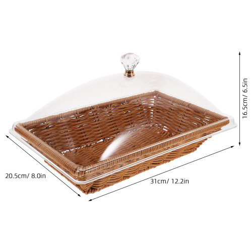 conjunto de cesta para pão com tampa transparente e -legumes 1