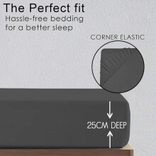 (Charcoal, Super King) Ultra-Soft 25cm Deep Microfiber Fitted Sheet – Available in 16 Colors and 4 Sizes – Wrinkle-Resistant, Hypoallergenic, and Easy Care Bed