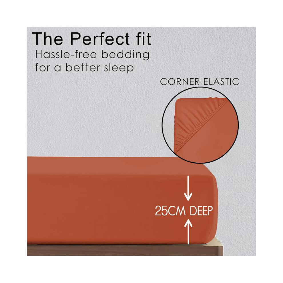 (Rust, Super King) Ultra-Soft 25cm Deep Microfiber Fitted Sheet â Available in 16 Colors and 4 Sizes â Wrinkle-Resistant, Hypoallergenic, and Easy-image-OPC-PKPWPRF-NEW