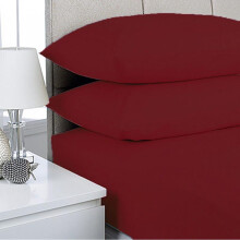 (Maroon, Pillow pair covers only) Extra Deep Premium Quality Micofiber Fitted Bed Sheets - Available 25cm Deep Ultra Soft, Wrinkle-Free & Elastic