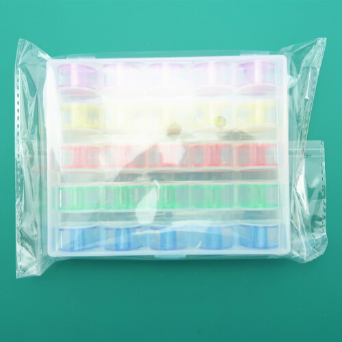 25 kunststoff-spulen 5 farben mit aufbewahrungsbox 2