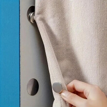 (silver, Folio Style, 12pcs) Magnetic Curtain Buckle, 12pcs/set Magnetic Easy Install Curtain Rod Holders, Window Accessory Set for Shower Curtain, Curtain Closure for