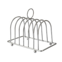 Silver Toast Rack With 6-Slice Slots, Stainless Steel, Ball Feet, Loop Handle, Toast Cooling Holder (1pc)