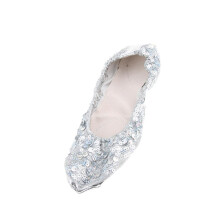 (Silver, M) Women Girl Belly Dance Shoes Non-slip Soft Soles Performance Shoes