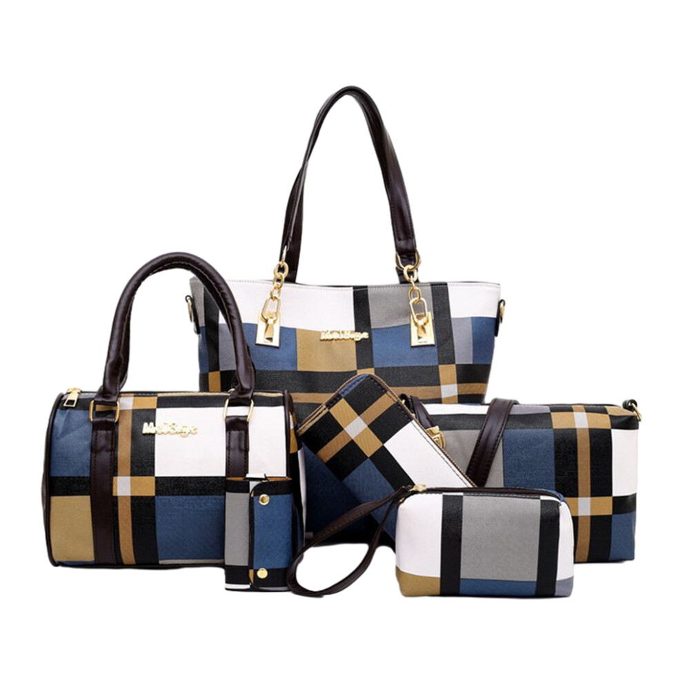 (blue) Trendy Handbag Tote Purse Wallet Key Case Set Wide Application For