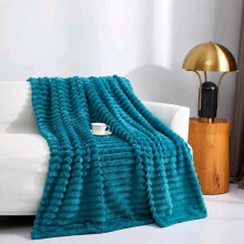 (Teal, Double 150×200cm) Super Soft Faux Fur Ribbed Fleece Throw Blanket – Winter Warm Double/King Size, Ideal for Bed, Sofa, or Chair couch