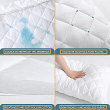 (4FT (122 x 190cm)) EXTRA DEEP QUILTED WATERPROOF MATRESS MATTRESS PROTECTOR FITTED COVER Breathable King Size Washable Soft Cotton #MattressProtector #QuiltedM
