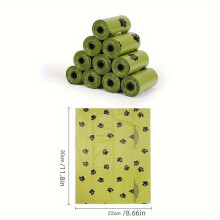 (Green, 14 volumes (210 pieces)) Outside Dog Waste Bag, 210pcs/box Leak-proof Dog Waste Bag with Paw Print Design, Durable Plastic Poop Bags for Pet Cleanup & Outdoor Use