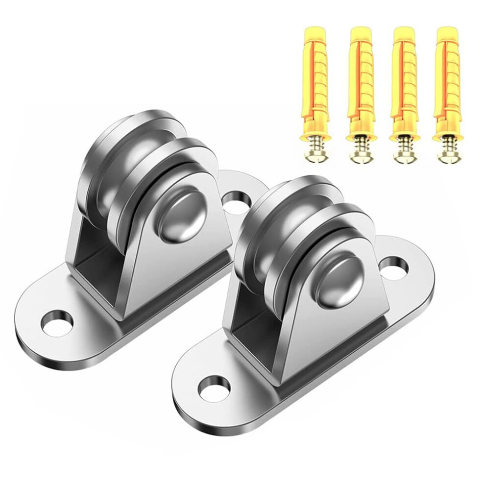 Heavy Duty Fixed Pulley 2/4Pcs Mounting Screws, Expansion Block, Bearing Silent Wheel, Lding 176 Lb Load, Cord Handling 9393856912438