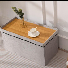 (Silver Silver ) Rehmat Collection 2 Seater Velvet Ottoman Storage Cube Toy Box Chest and coffee table With Marble work - Foldable/Collapsable Organiser Coll