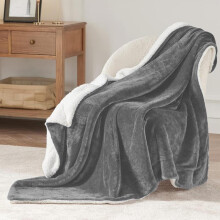 (Silver, Super King) Imperial Rooms Ultra-Soft Reversible Sherpa Fleece Blanket - Warm Microfiber Throw for Home & Travel, Sherpa Throw for sofa large, Thick &