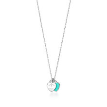 (【18K White and blue Double Heart with Diamonds) Enamel heart pure silver S925 thick silver exquisite craftsmanship, a rare and light luxury necklace, a versatile collarbone chain for women