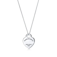(【18k White 25mm Heart 】) Enamel heart pure silver S925 thick silver exquisite craftsmanship, a rare and light luxury necklace, a versatile collarbone chain for women