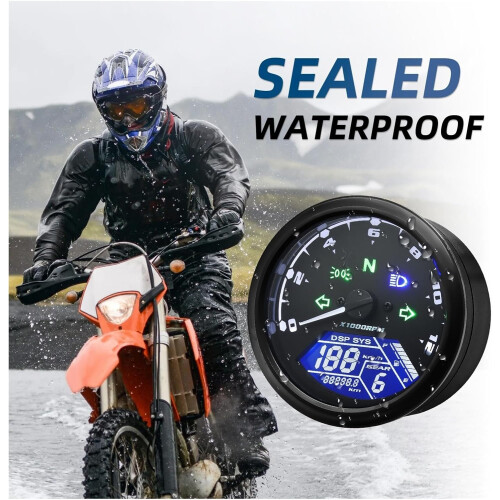Motorcycle Tachometer 12V For 1-4 Cylinders, Fuel Meter, Multi-Function Gauge With Bracket 1