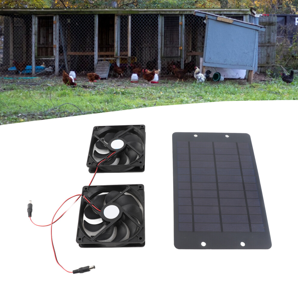 20W Solar Panel Fan Kit For Chicken House Greenhouse Dog House Dual Ventilation 6931351586117