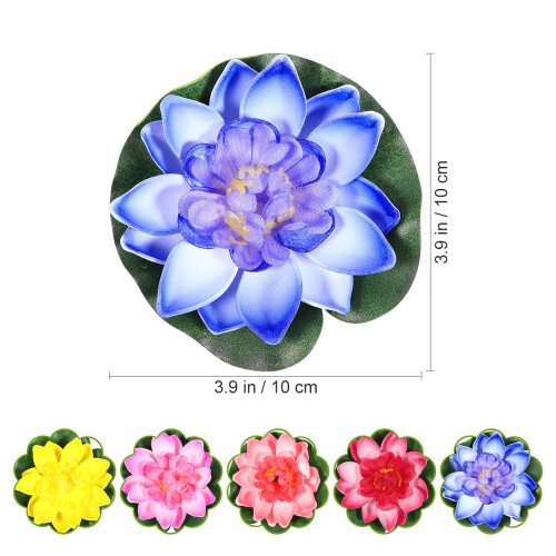 5Pcs 10Cm Artificial Lotus Water Lily Floating Pond Plants 1