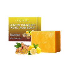 Ouhoe Lemon Turmeric Acid Soap Deep Cleanses Skin Brightening Whitening Exfoliating Moisturizing Bat