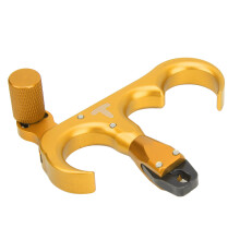 Aluminum Alloy Hand Held Bow Release 120 LBS, Gold, 360 Rotatable