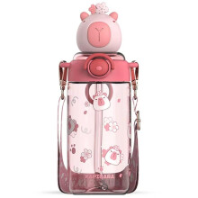 Kawaii Capybara Water Bottle BPA-Free Kids Portable Pink For School Cycling Running