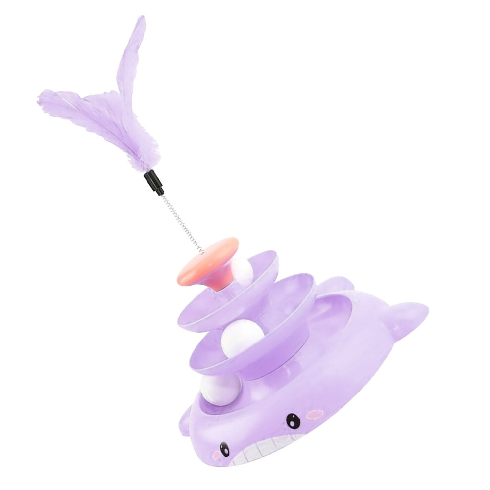 Interactive Cat Turntable Ball Toy with Feather Stick, 3 Balls, 3 Levels Purple-image-OPC-PKQ5TKW-NEW