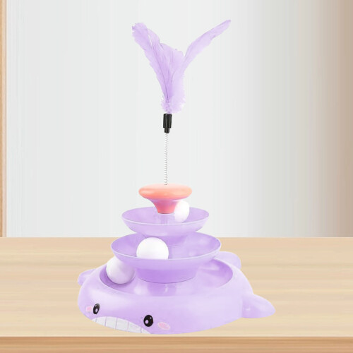 Interaktiver Katzenballturm 3 Ebenen 2