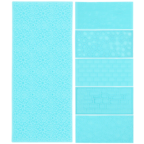 6 afdrukmatjes voor polymeerklei, voor textuur 2