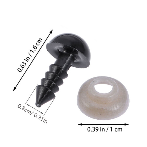 100 olhos plásticos 8 mm com vedação para bonecas e pelúcias 1