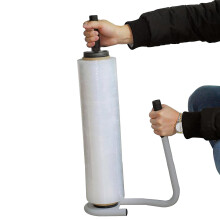 Hand Stretch Wrapping Tool Metal Sleeve Rod Telescopic Button U-Shaped Ring Base White 30-50cm Rubber Non-Slip Handle