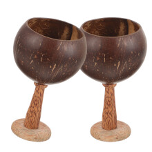 2 cocktail-becher aus kokosnuss für wein & spirituosen, party