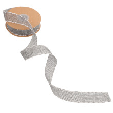 10-yd leinenband mit wellenkante, geschenk- & diys-befestigung – grau