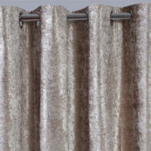 (Natural Champagne, 66" x 72") OHS Crushed Velvet Curtains PAIR of Eyelet Ring Top Fully Lined Ready Made