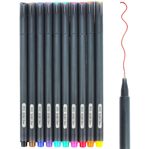farbstift-set 0,38 mm, 10 stk feinspitzstifte in sortierten farben 1