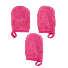 3 gesichtsreinigungshandschuhe, make-up-entfernungs-puff, rosa