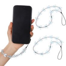 2 pcs universal bohemian phone lanyards with beads and butterflies